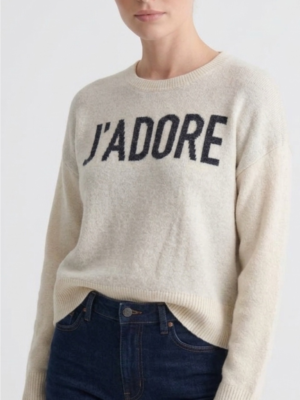 Retmains J'adore Crewneck Sweater in Cream Large Like New